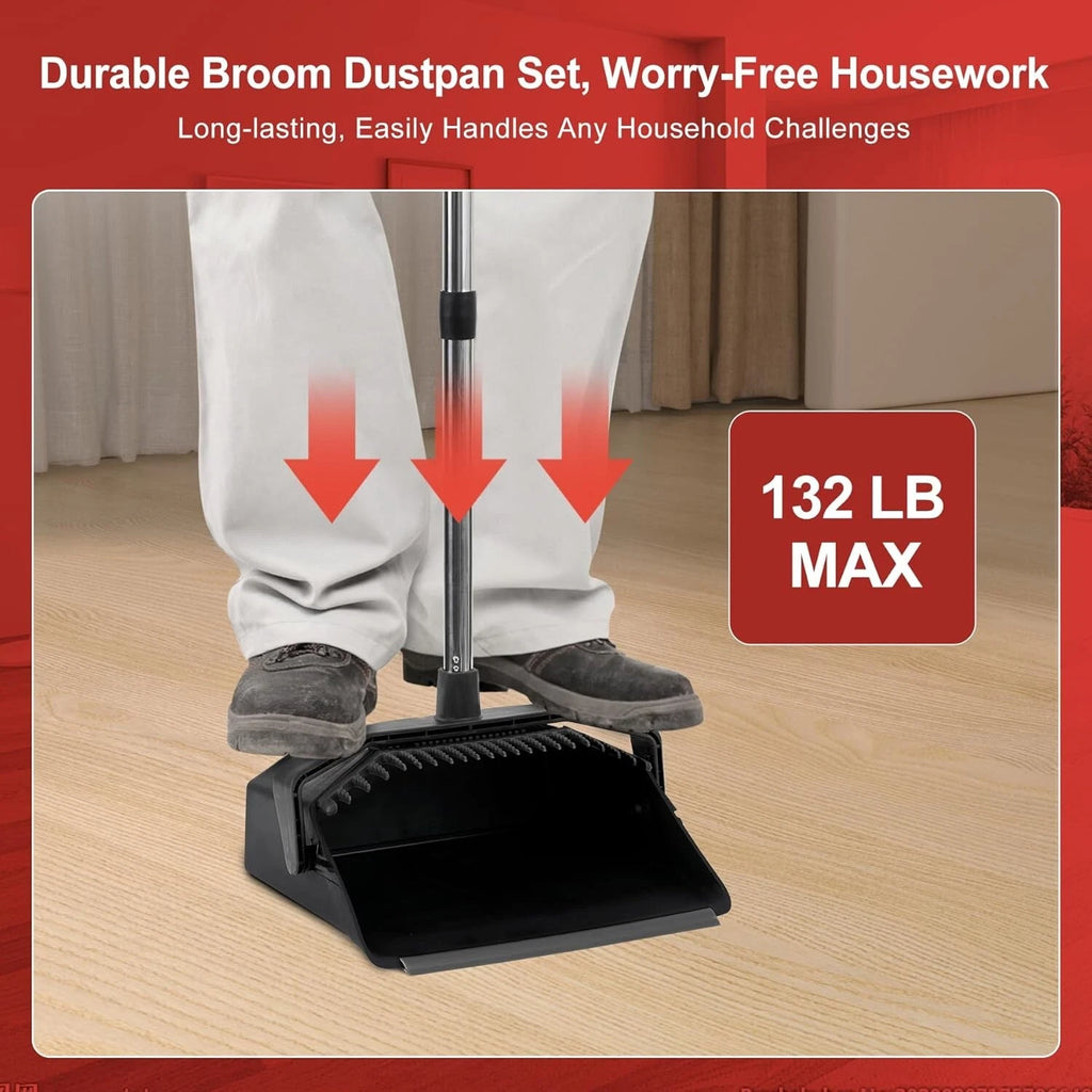 Effortless 51-Inch Broom and Large Dustpan Set – Perfect for High-Traffic Areas