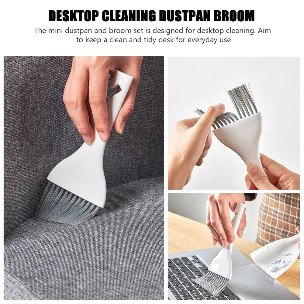 2 Sets Mini Dustpan Broom Desktop Cleaner Hand Cleaning Supplies
