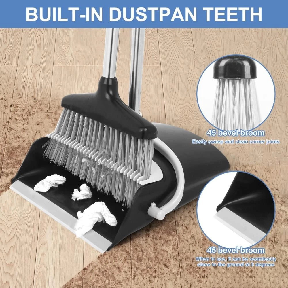 Broom and Dustpan Set Lightweight Upright Lobby Broom and Dust Pan Combo ~