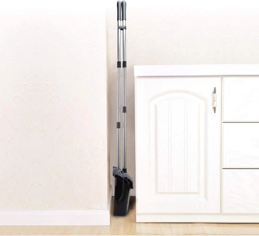 Broom & Dustpan Set with Lid – Upright Long Handle for Home & Kitchen