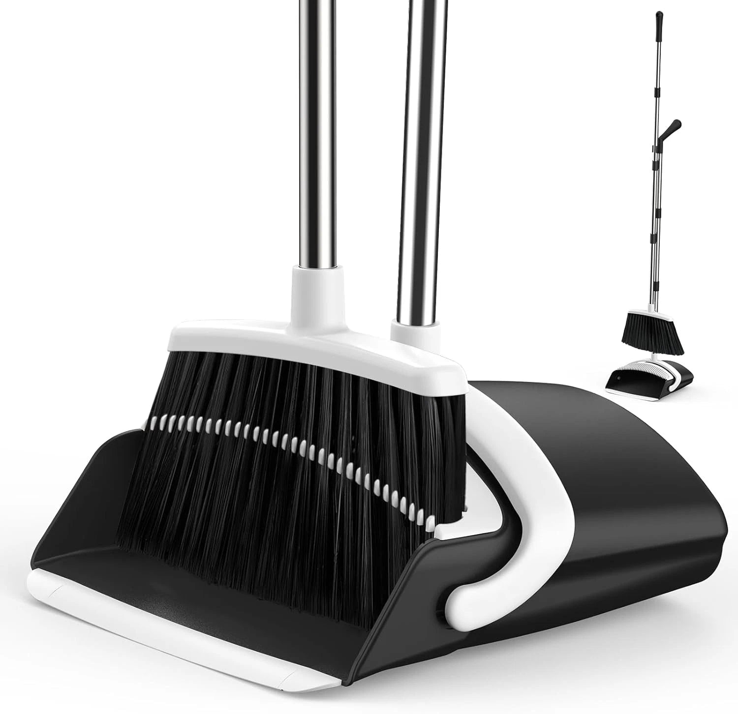 Household Broom and Dustpan Set, 51-inch Long Adjustable Handle Angle Broom