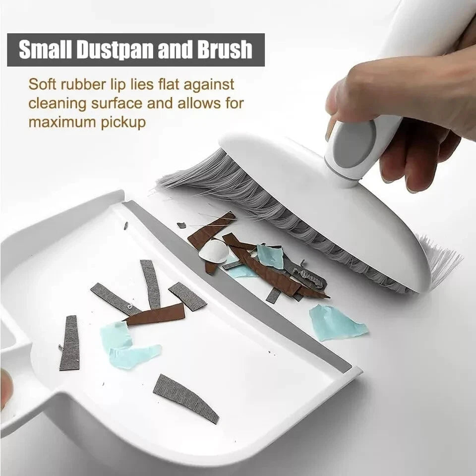 Mini Broom and Dustpan Set Small Dustpan and Brush Set Whisk Broom and Gray