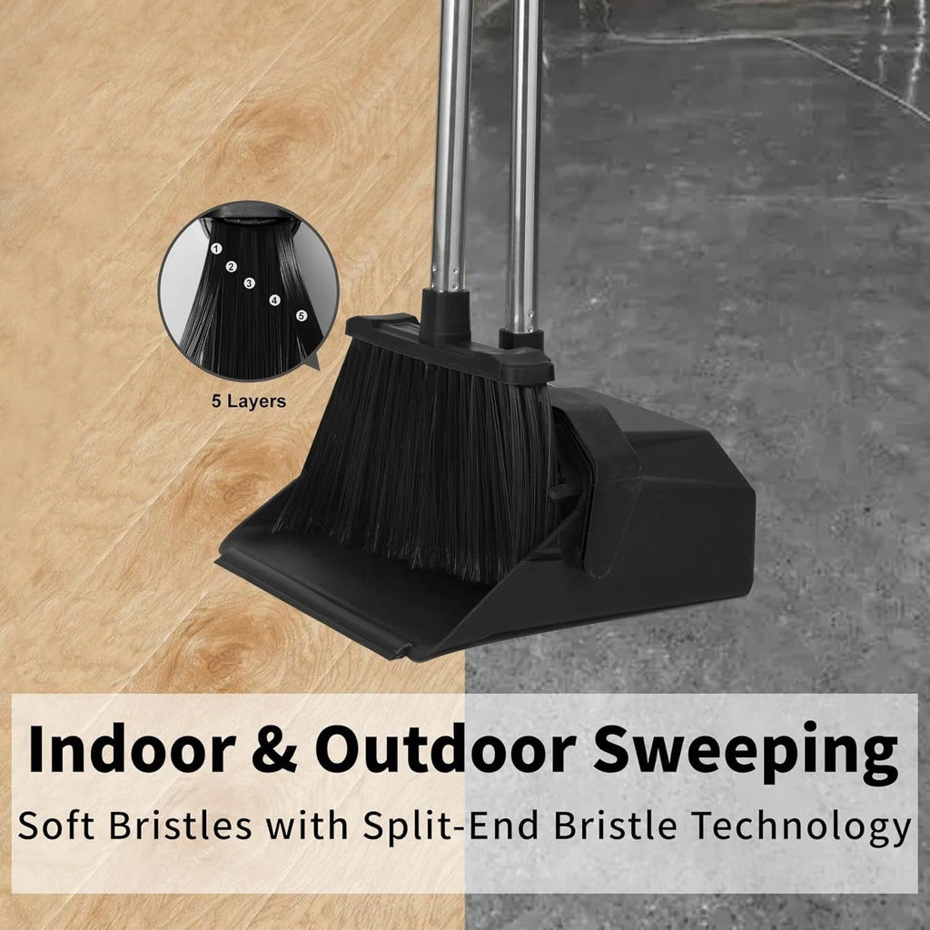 Effortless 51-Inch Broom and Large Dustpan Set – Perfect for High-Traffic Areas