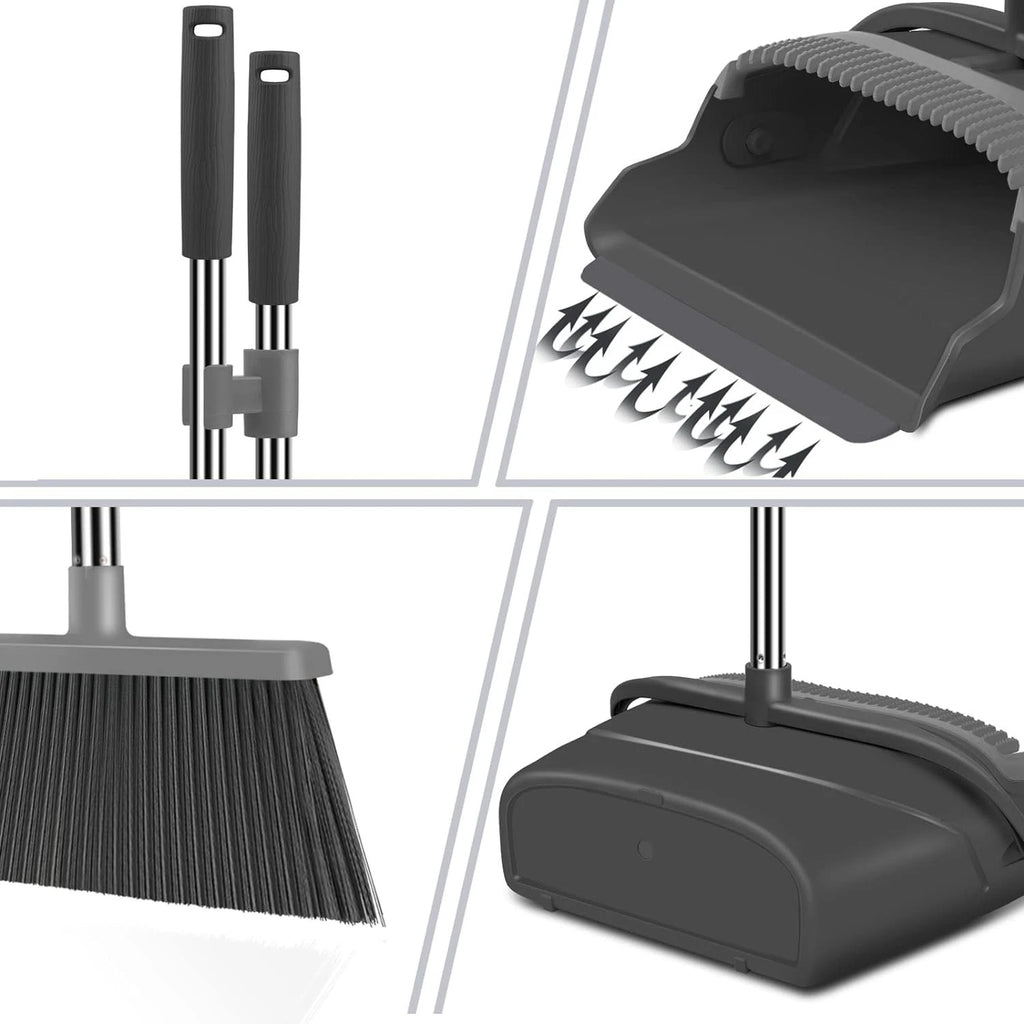 Extendable Height Broom and Dustpan Set – Ideal for Indoor and Outdoor Use