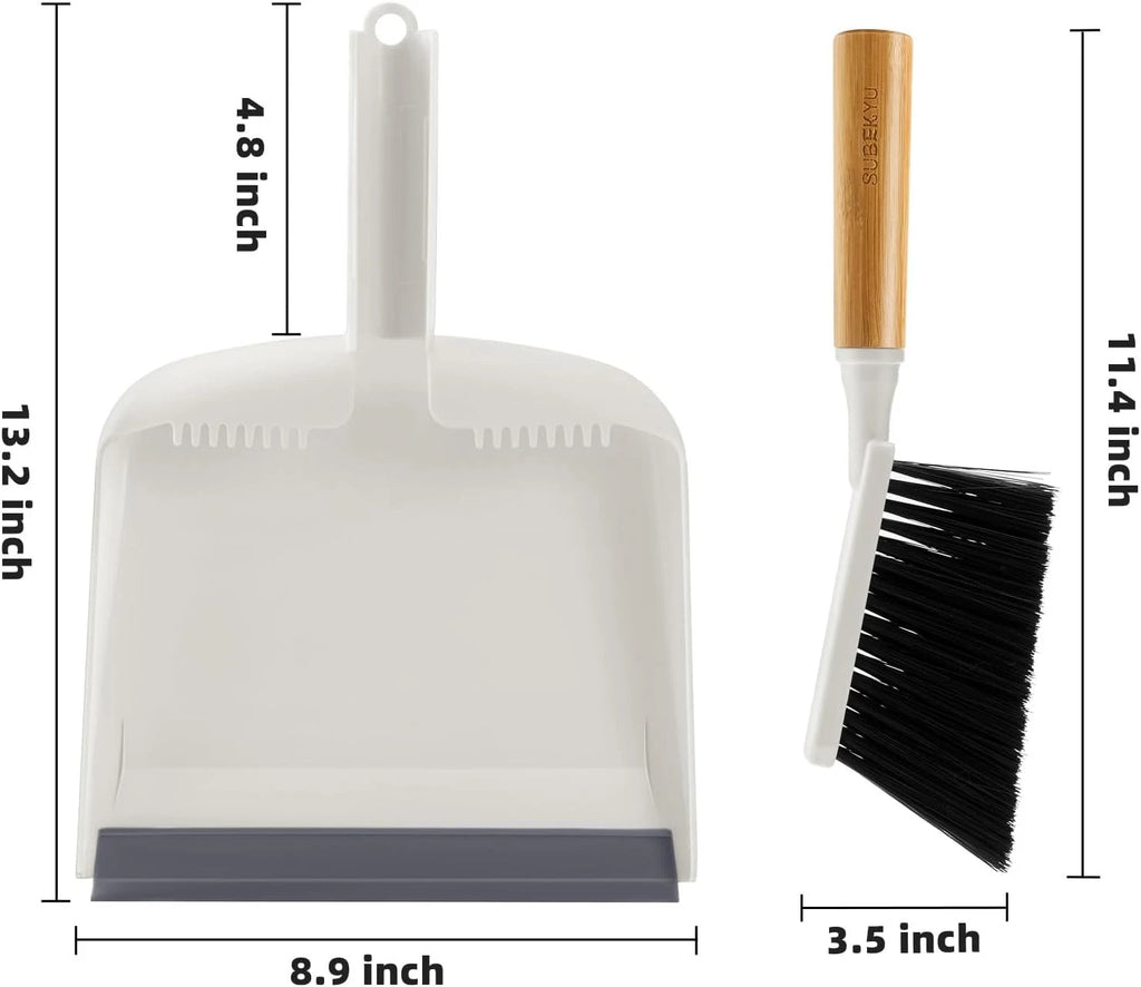 Dustpan and Brush Set with Bamboo Handle, Hand Mini Broom and Dustpan Set