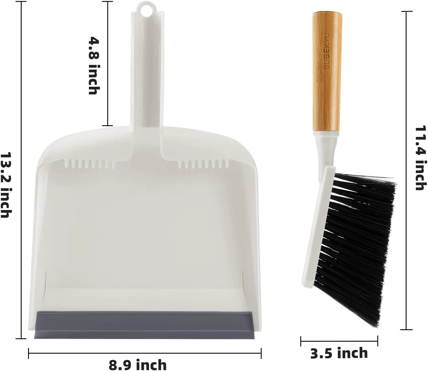 Dustpan and Brush Set with Bamboo Handle, Hand Mini Broom and Dustpan Set