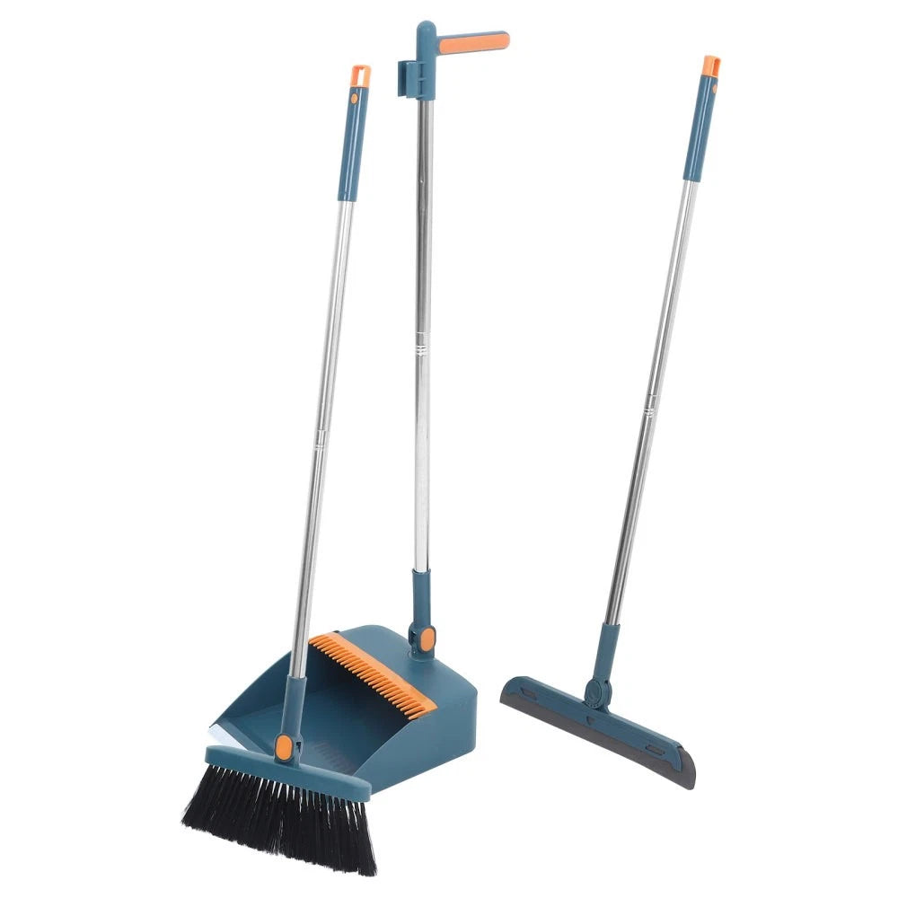 Three-piece Cleaning Tools Set Brush Broom Dustpan with Long Handle