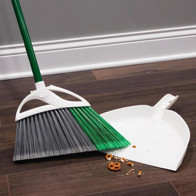 Precision Angle Brooms & Dust Pan 2 Packs All Surface Cleaning Tools Set Green