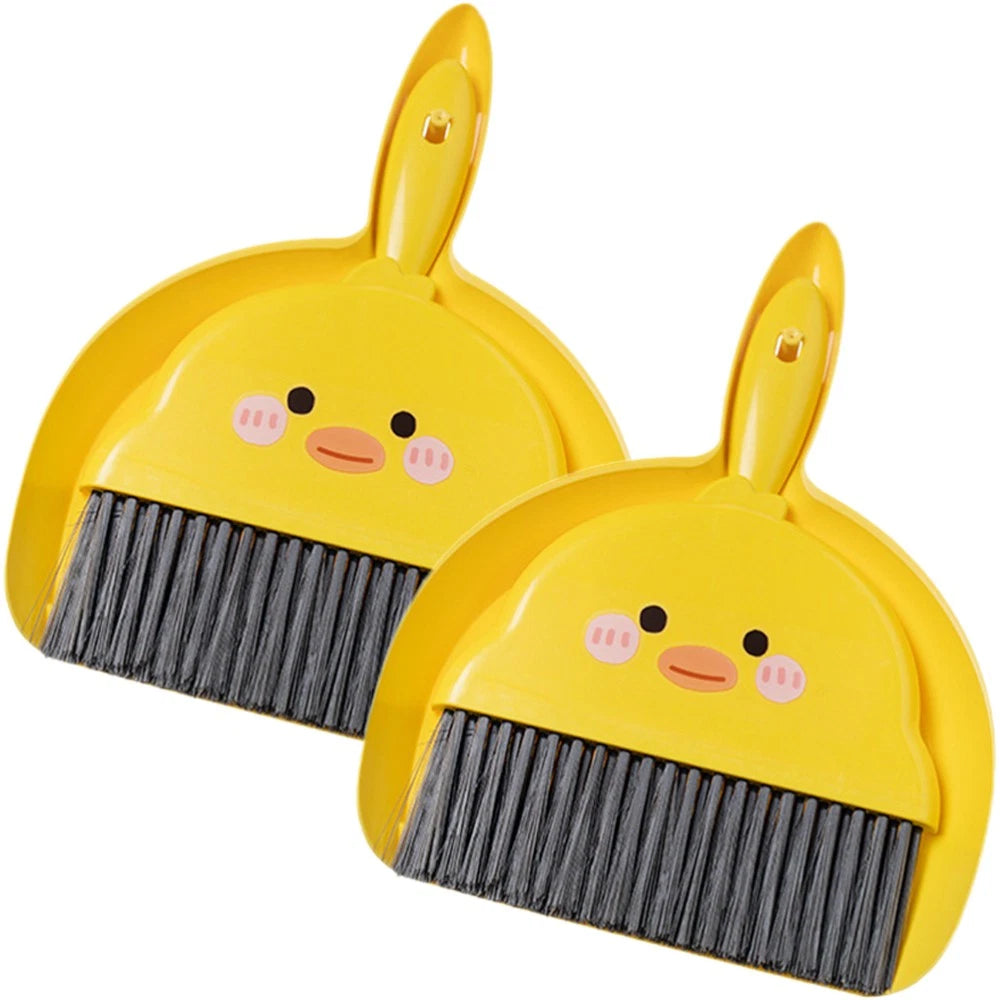 2 Sets Dustpan and Brush Mini Broom Child Kids Sweeping Toy Tool Small