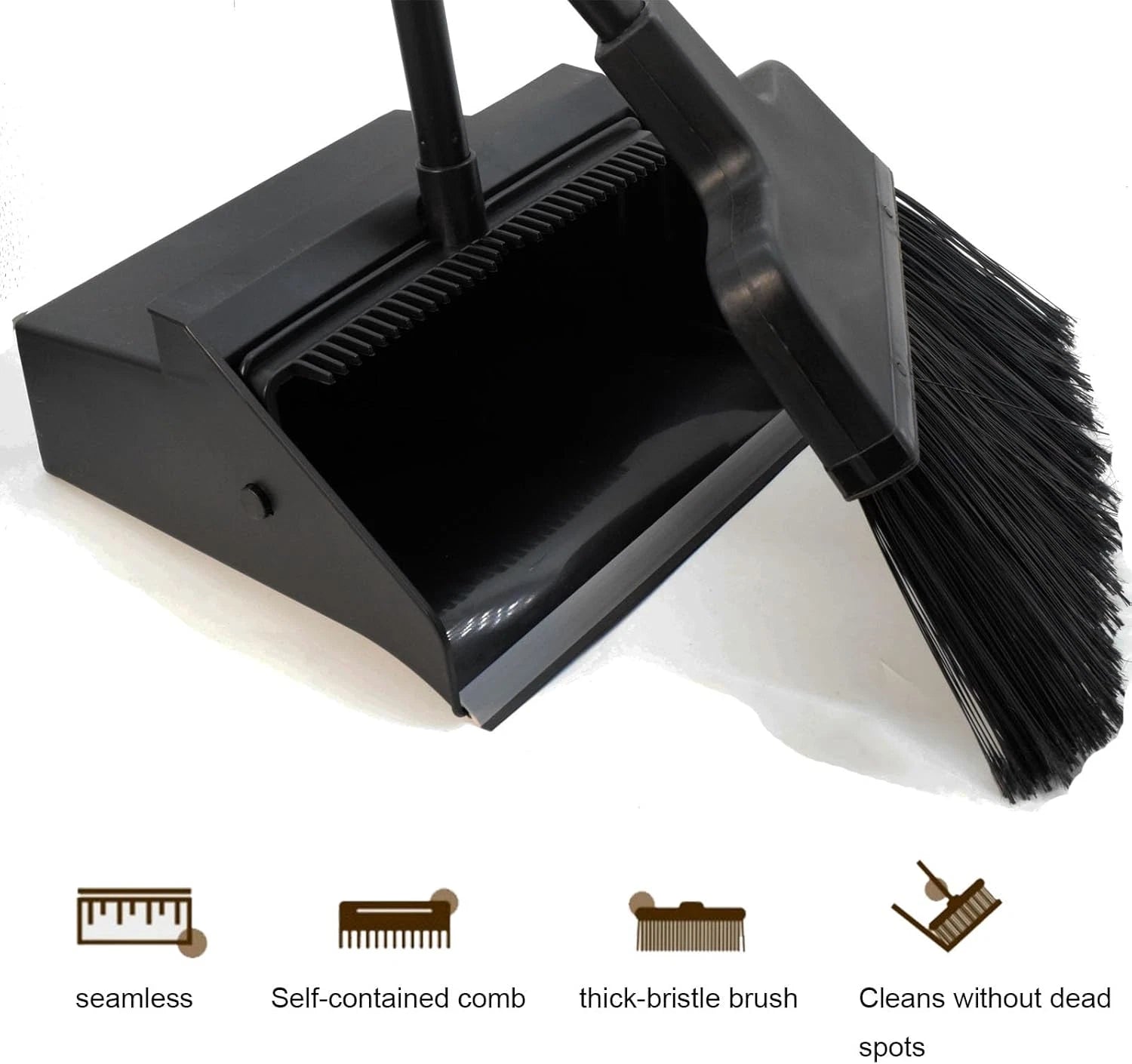 Broom with Dustpan Combo Set Outdoor Upright Dustpan and Broom Set with Long Han
