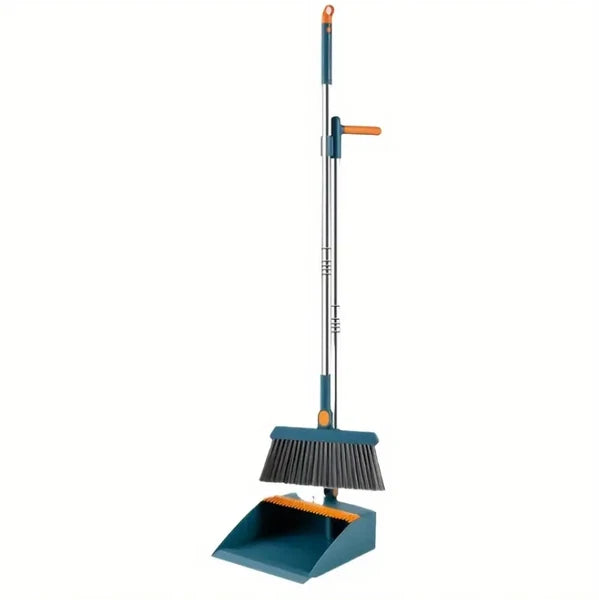 Folding Non-stick Kitchen Office Broom Dustpan Set Household Cleaning Tools-BLUE