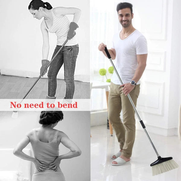 Broom and Dustpan Set for Home with Lid Indoor Upright Black