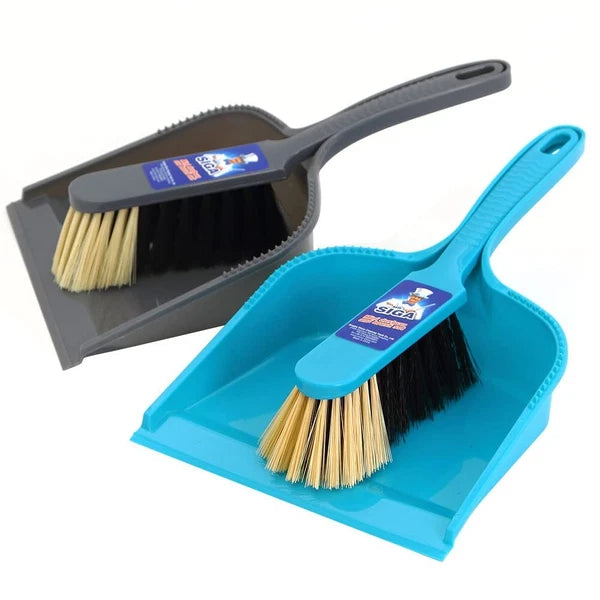 MR. SIGA Dustpan and Brush Set Pack of 2 Set Blue & Grey