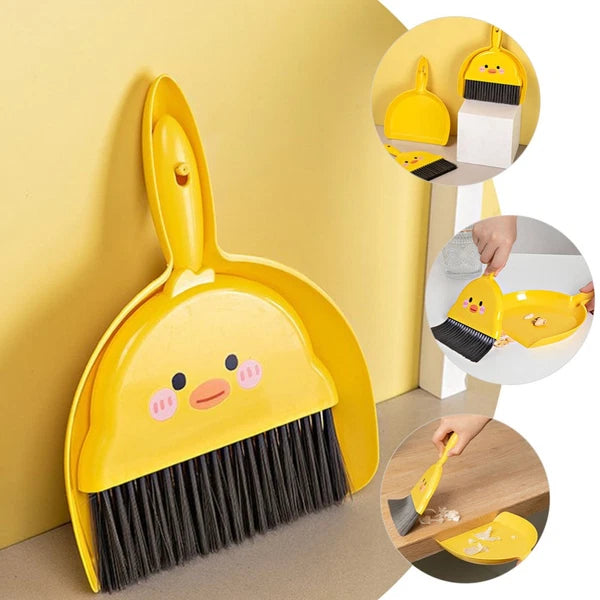 2 Sets Mini Broom Kids Sweeping Brush Toy Pupils Dustpan and Desktop