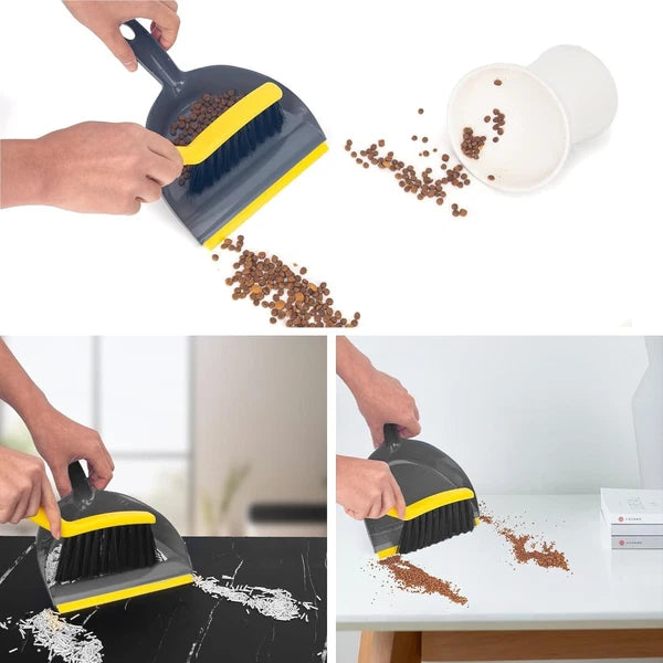 Dustpan and Broom Set Small,Mini Handheld Dust pan with Cleaning Brush Combo fo