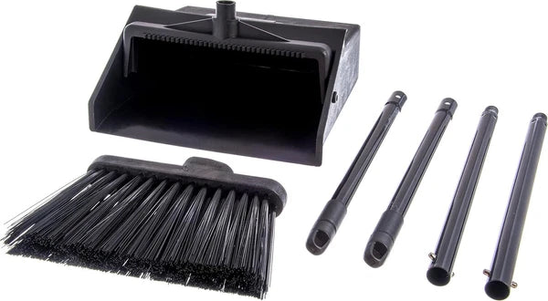 Duo-Pan Upright Dust and Broom Set with Clip for Floor Cleaning Restaurants