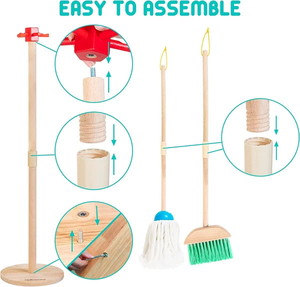 Kids Cleaning Set, 8Pcs Housekeeping Play Set Includes Broom Mop Duster Dustpan
