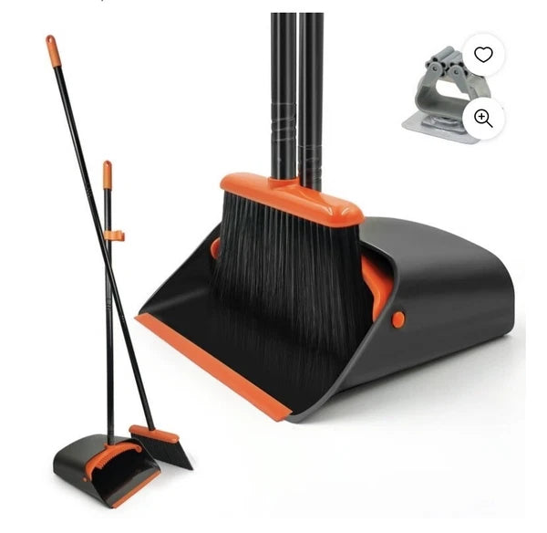 Dustpan and Broom Set with Comb Stand up Broom and Dust Pan Set with Long Handle