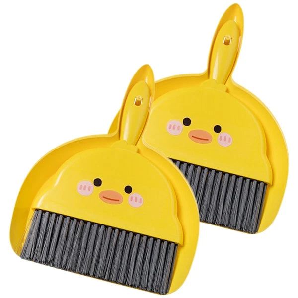 2 Sets Dustpan and Brush Mini Broom Child Kids Sweeping Toy Tool Small