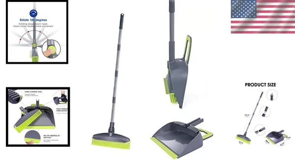 Versatile Indoor/Outdoor Cleaning Set with Adjustable Angle Broom & Dustpan