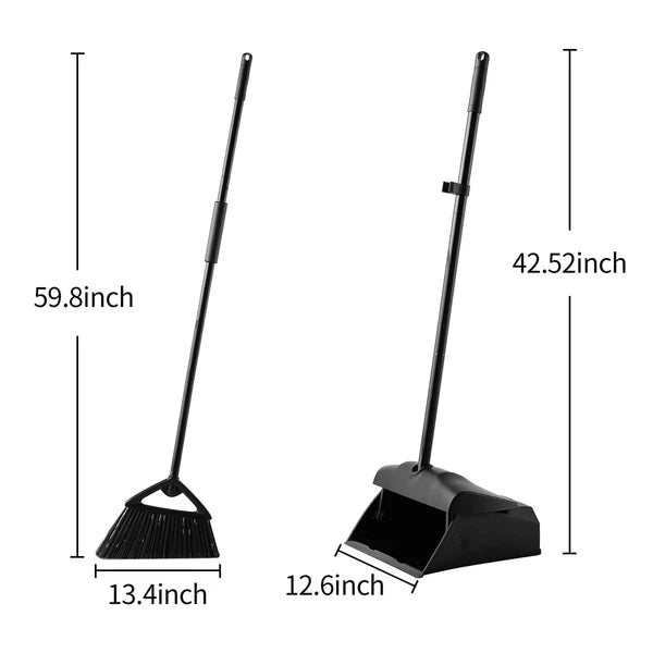 Eyliden Commercial Angle Broom and Dustpan Combo, with Long Handle, Lobby Dust P