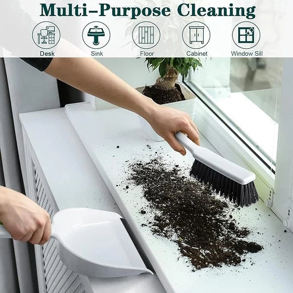 Zubebe 12 Pcs Mini Dustpan and Brush Set, Small Broom Mainly White