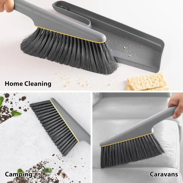Small Broom and Dustpan Set, Hand Mini Dust-Pan Brush, 1 Piece, Gray