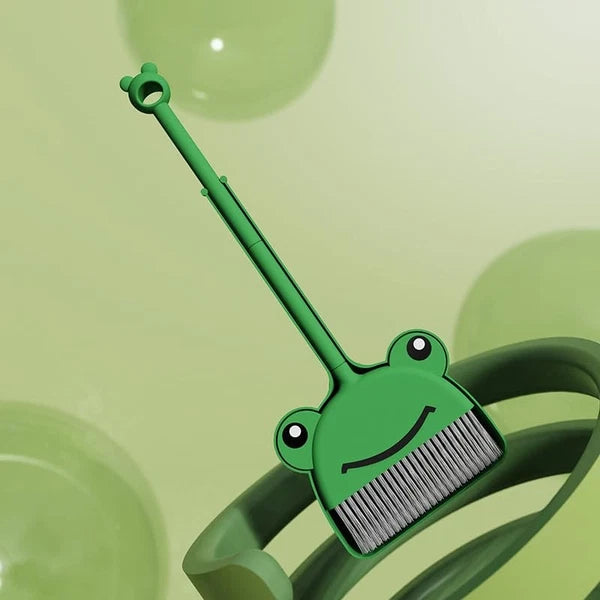 Children's Small Broom Dustpan Set Green Frog Mini Household Cleaning