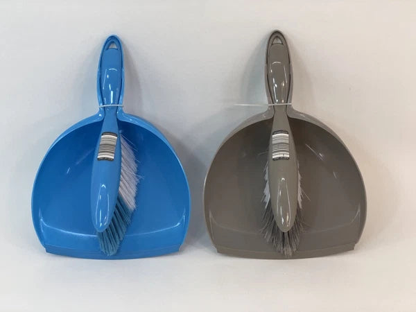 Easy Home Quick Clean up Dust Pan Duster Brush Sweep Set Red Blue