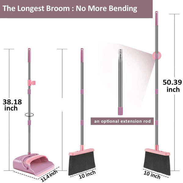 kelamayi Broom and Dustpan Set for Home Office Indoor&Outdoor Sweeping Stand ...