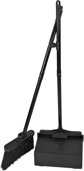 Duo-Pan Upright Dust and Broom Set with Clip for Floor Cleaning Restaurants