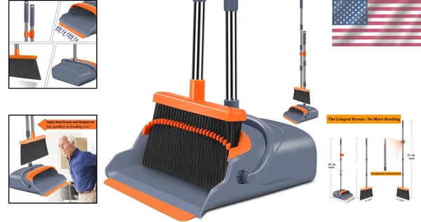 Self-Cleaning Broom & Dustpan Set – Adjustable, Eco-Friendly Cleaning Solution