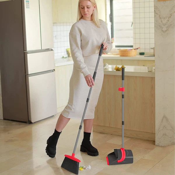 Broom with Dustpan Combo Set, Broom with Dust Pan Set, Long Handle Broom and Dus