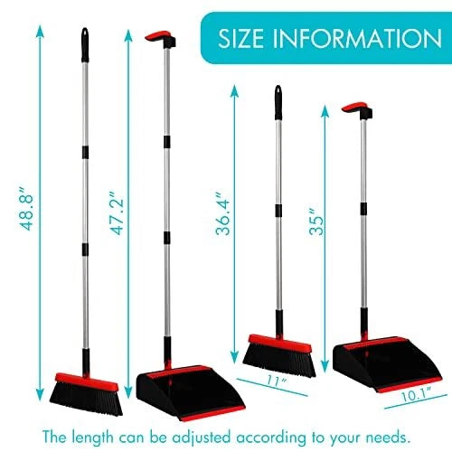 PHYEX 2-Pack Dustpan and Broom Set for Home Cleanup Dustpan with Adjustable H...