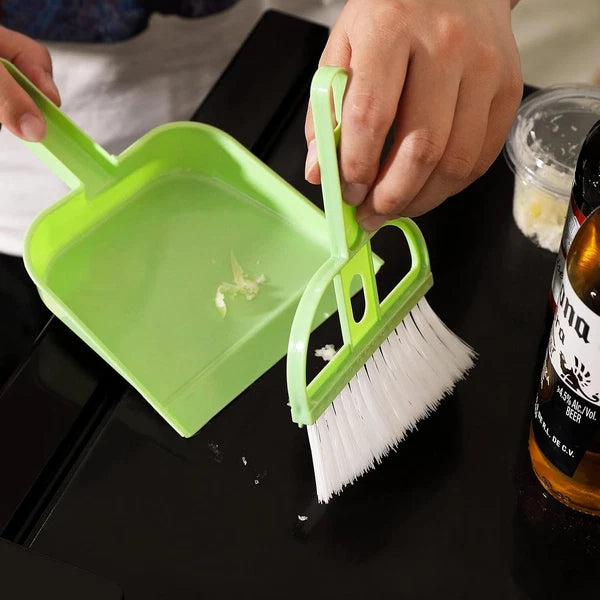 Mini Hand Broom and Dustpan Set 3 Pack Colorful Soft Bristle Cleaning Tool