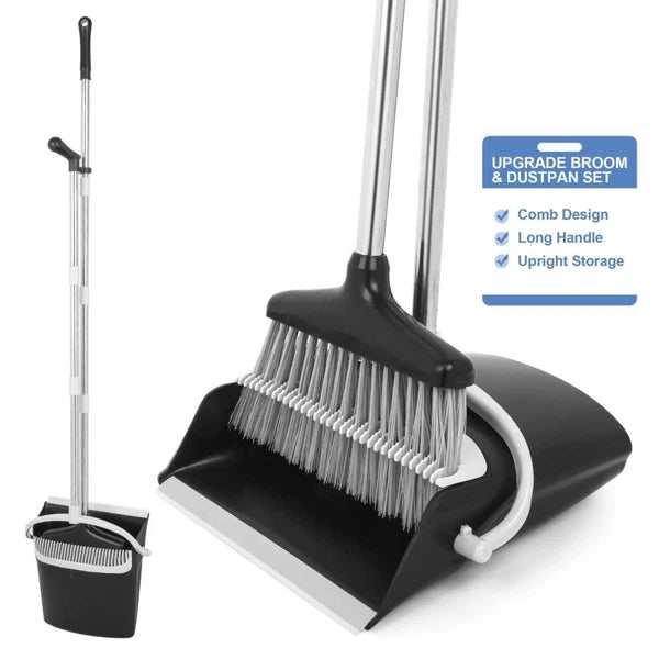 Broom and Dustpan Set Lightweight Upright Lobby Broom and Dust Pan Combo ~