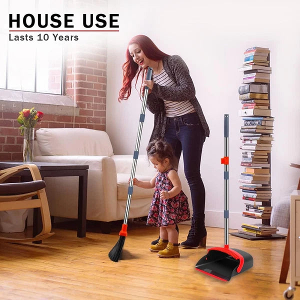 2-Pack is More economical，Broom and Dustpan， with 52" Long Handle, Dustpan Te...