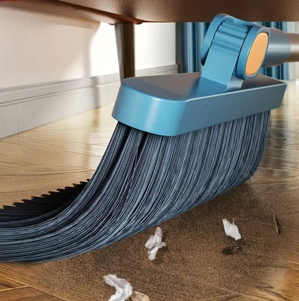 Folding Non-stick Kitchen Office Broom Dustpan Set Household Cleaning Tools-BLUE