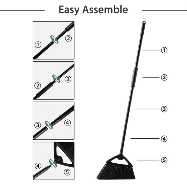 Eyliden Commercial Angle Broom and Dustpan Combo, with Long Handle, Lobby Dust P