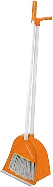 Long Handle Brush & Dustpan Set Sweeping Broom Cleaning Tool Floor Sweeper Brown