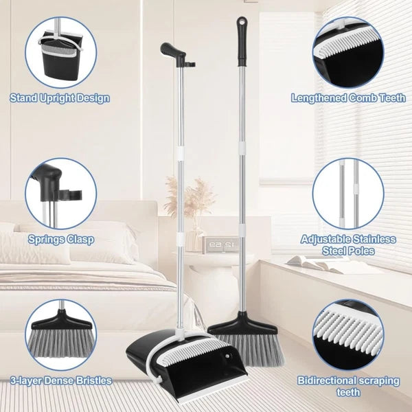 Broom and Dustpan Set Lightweight Upright Lobby Broom and Dust Pan Combo +