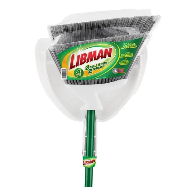 Angle Broom & Dust Pan Set Heavy Duty Cleaning Tools Indoor & Outdoor Use Green