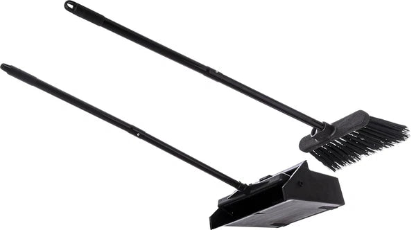Duo-Pan Upright Dust and Broom Set with Clip for Floor Cleaning Restaurants