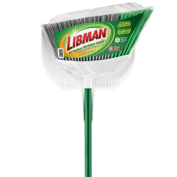 Extra Large Angle Broom Dustpan 5in Fibers 99% Dirt Removal Indoor Outdoor New