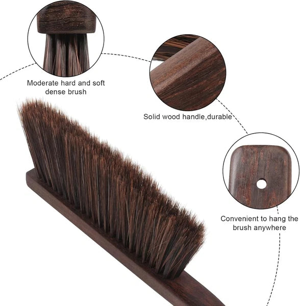 17In Metal Dustpan and Brush Set Extra Large Handheld and Wood Broom Heavy-Duty