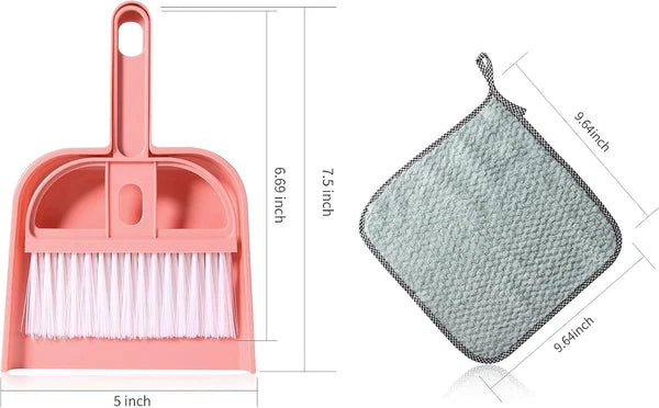 Mini Hand Broom and Dustpan Set 3 Pack Colorful Soft Bristle Cleaning Tool