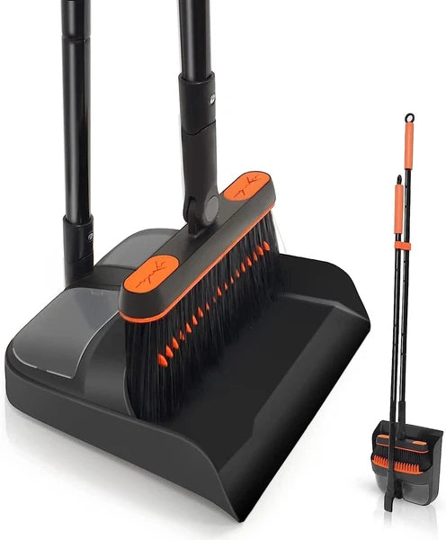 Innovative Extendable Broom Set with Upright Dust Pan for Easy House Cleaning