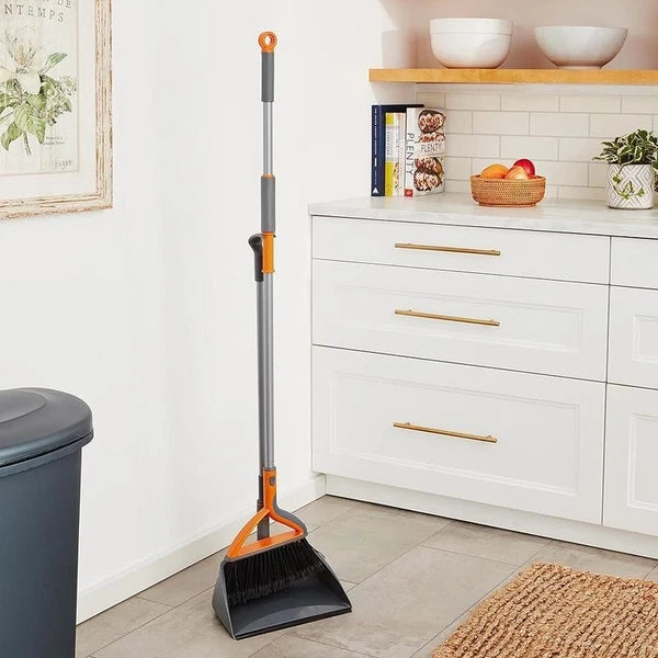 Upright Broom Dustpan Set Efficient Multi-Surface Cleaning Compact Design New