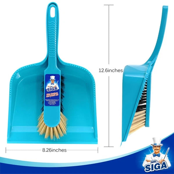 MR. SIGA Dustpan and Brush Set Pack of 2 Set Blue & Grey