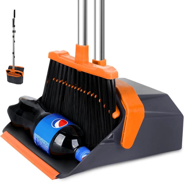 Broom and Dustpan Set with 51" Handle, Upright Combo for Home & Pet Hair